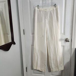 Akris Punto cream linen wide leg pants beachy quiet luxury women size 6